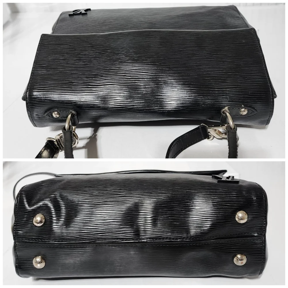 LOUIS VUITTON Epi Leather Cluny Satchel Bag Black